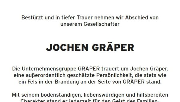 GRÄPER trauert um Jochen Graeper