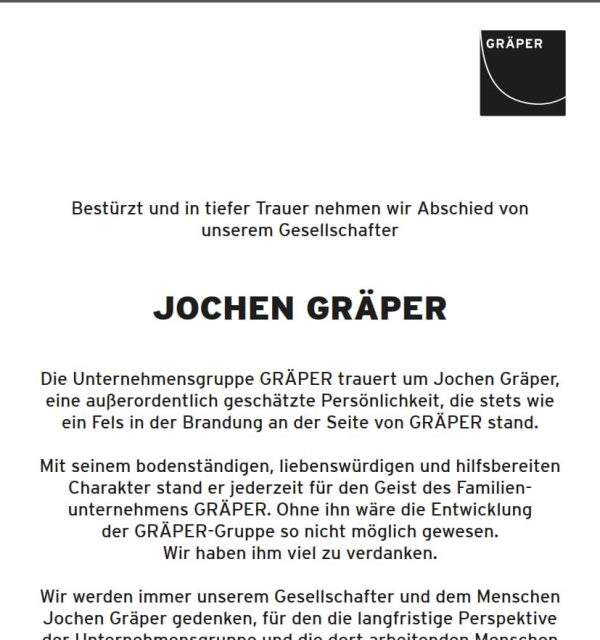 GRÄPER trauert um Jochen Graeper